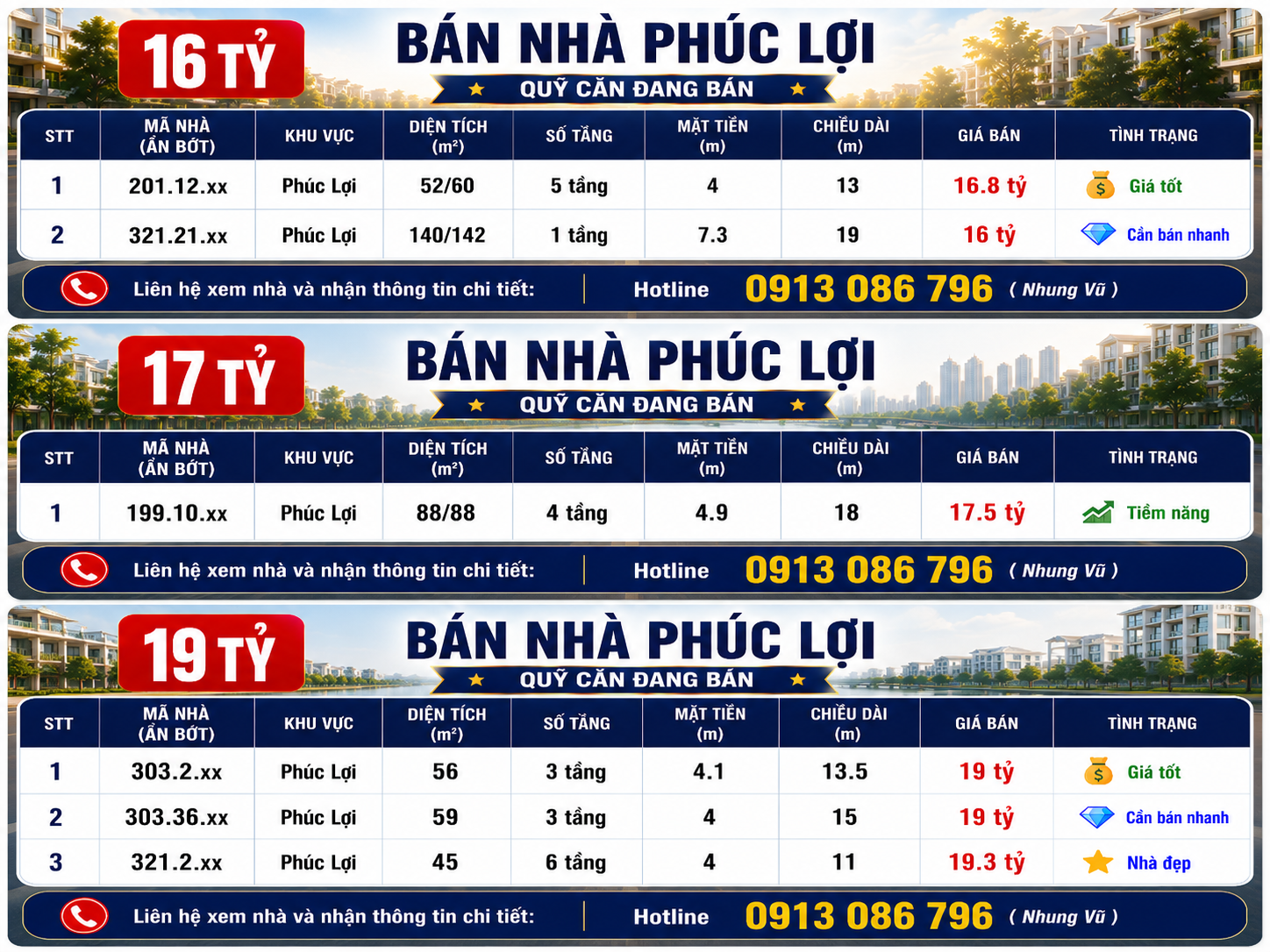 Bán nhà Phúc Lợi từ 16 tỷ -20 tỷ