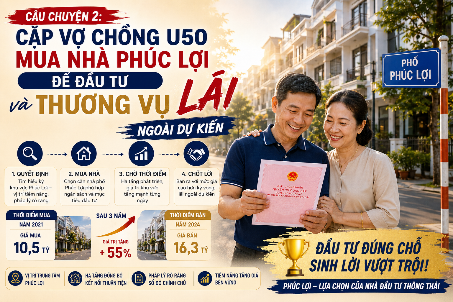 CẶP VỢ CHỒNG U50 MUA NHÀ PHÚC LỢI ĐỂ ĐẦU TƯ VÀ LÃI NGOÀI DỰ KIẾN