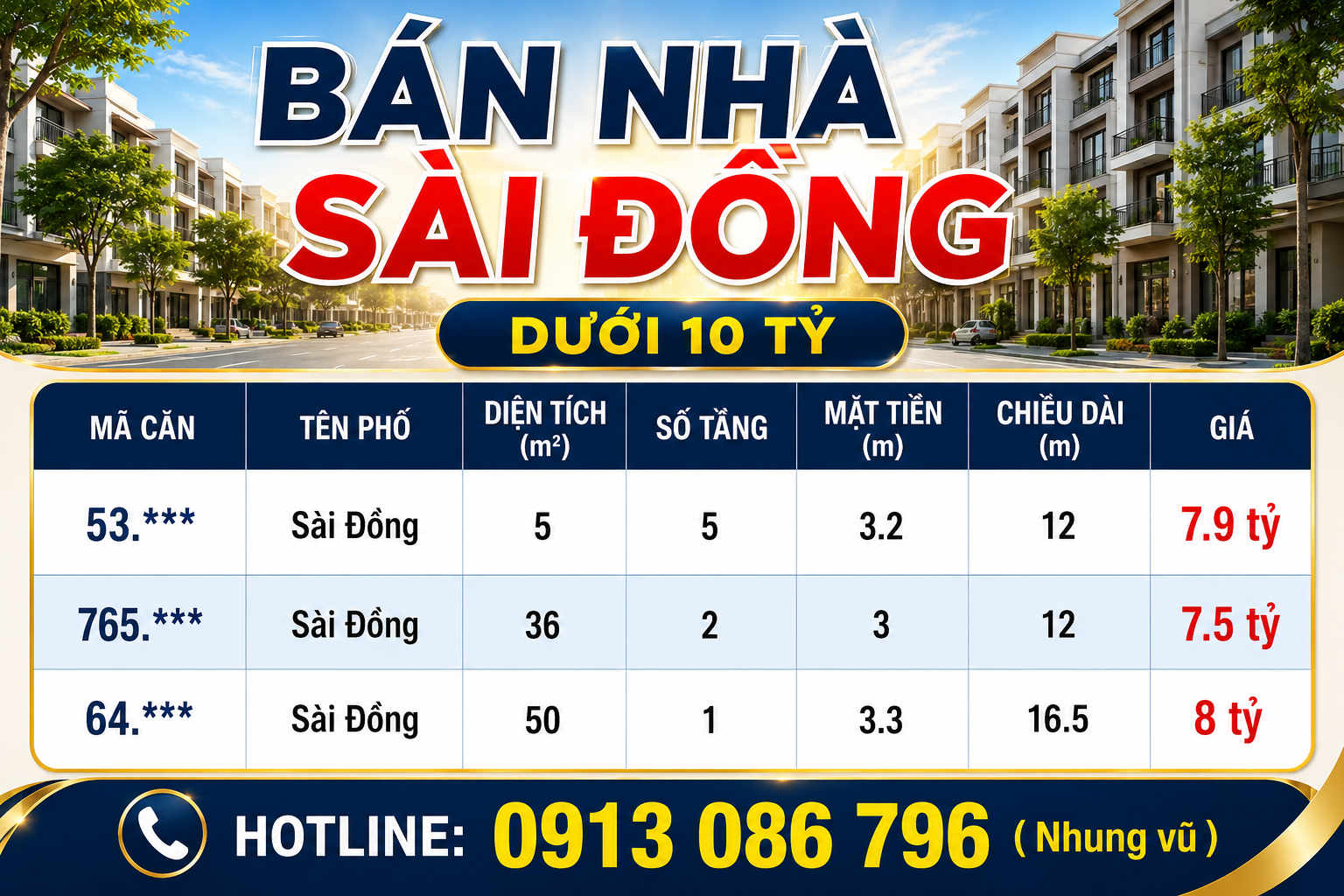 Bán nhà Sài Đồng dưới 10 tỷ